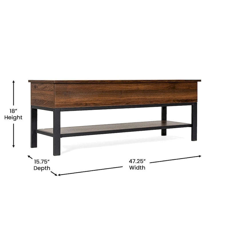 Modern Farmhouse Entryway Storage Bench with Lower Shelf Storage