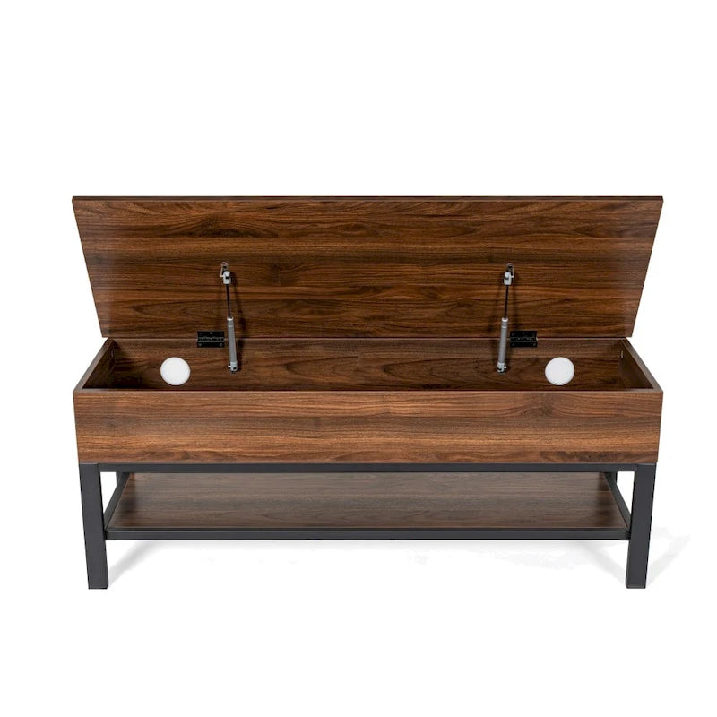 Modern Farmhouse Entryway Storage Bench with Lower Shelf Storage