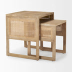 Grier Solid Wood With Cane Accents Square Nesting Accent Tables (Set of 2) - 20L x 20W x 23H