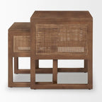 Grier Solid Wood With Cane Accents Square Nesting Accent Tables (Set of 2) - 20L x 20W x 23H