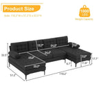 110 4-Seat U-Shaped Upholstered Sectional Sofa