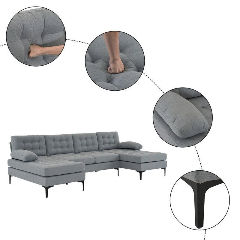 110 4-Seat U-Shaped Upholstered Sectional Sofa