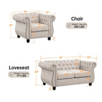 Morden Fort Chair, Loveseat 2-pcs Set Tufted Upholstered Chesterfield Furniture Set