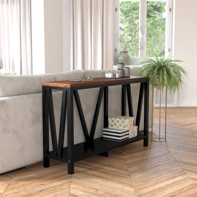 Farmhouse Style Rustic Entryway Console Table