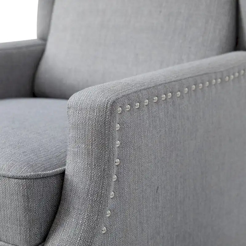 Push Back Wing Back Pocket Spring Recliner with Side Accent Nail Trim