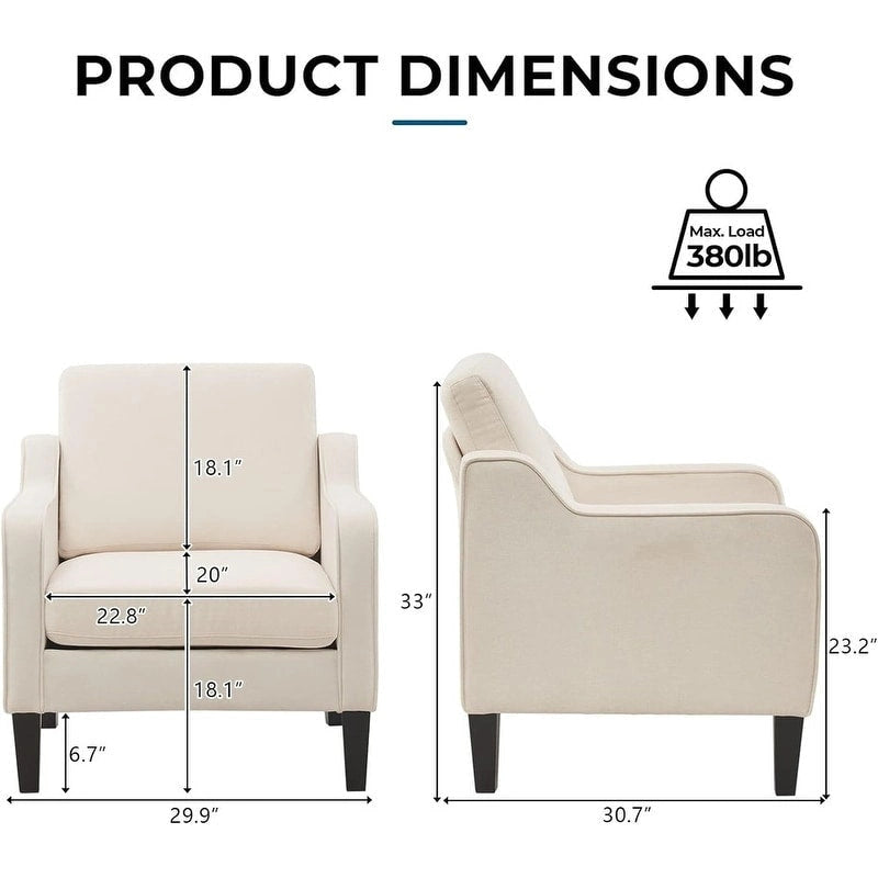 VINGLI Mid Century Modern Fabric Accent Chair