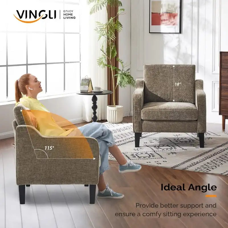 VINGLI Mid Century Modern Fabric Accent Chair