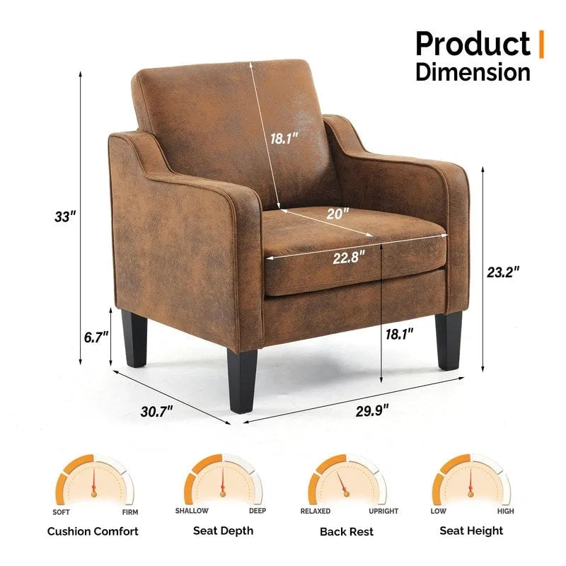 VINGLI Mid Century Modern Fabric Accent Chair