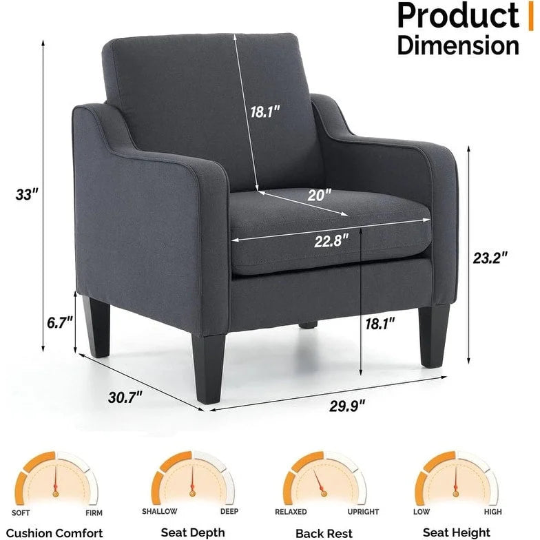 VINGLI Mid Century Modern Fabric Accent Chair
