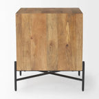 Cairo Light Brown Solid Wood w/ Black Iron Frame & 2 Drawer Accent Table - 22L x 22W x 26H
