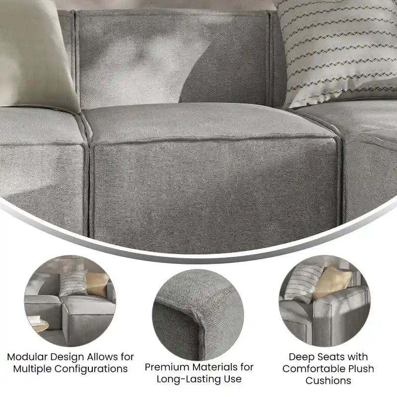 Contemporary Modular Sectional Sofa Armless Middle Chair - 36.75D x 28.25W x 28H