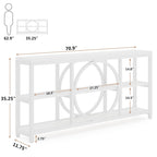 70.9 inch Sofa Console Table with 3 Tier Wood Storage Shelves Industrial Metal Frame for Foyer Hallway Living Room Behind Couch