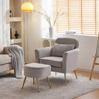 Half Disassembled Single Chair With Gold Feet And Pedals Flannelette Indoor Leisure Chair Beige