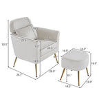 Half Disassembled Single Chair With Gold Feet And Pedals Flannelette Indoor Leisure Chair Beige