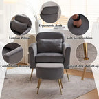 Half Disassembled Single Chair With Gold Feet And Pedals Flannelette Indoor Leisure Chair Beige