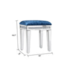 Mirror Diamond Vanity Stool with Velvet Upholstered Seat