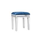 Mirror Diamond Vanity Stool with Velvet Upholstered Seat