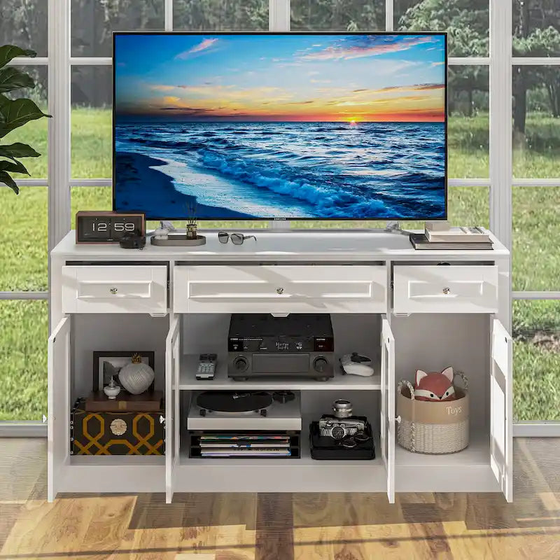 Large Entertainment Center Bookshelves 57x38 inch Hutch Space for TV