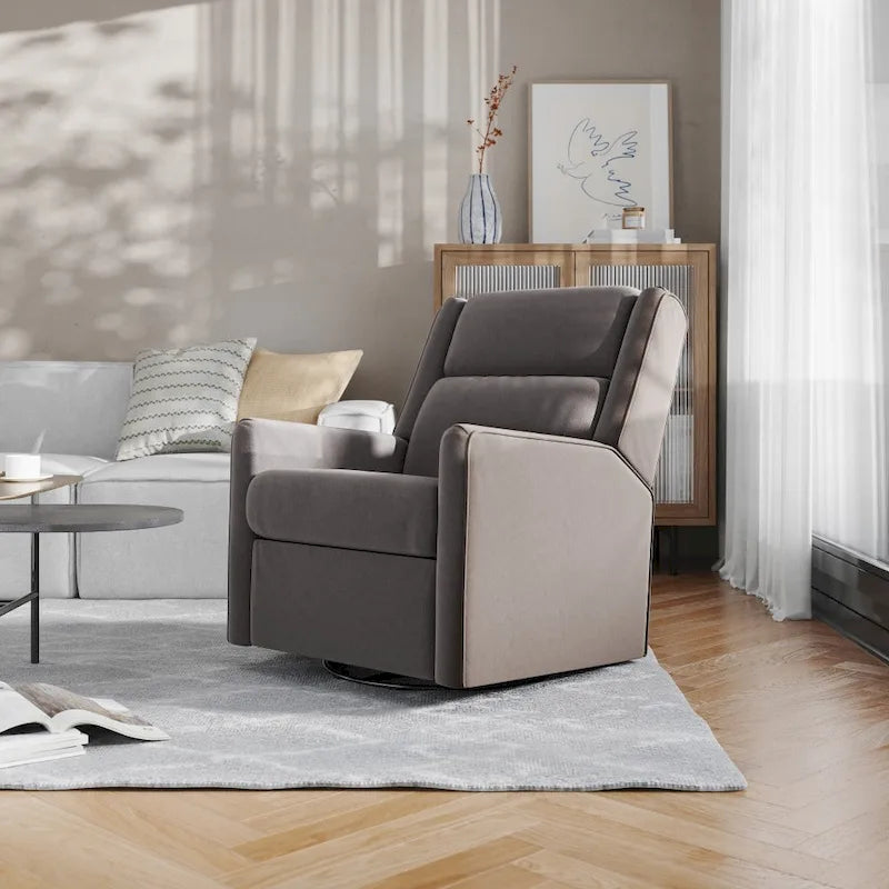 Manual Rocking Recliner Chair with Swivel and Gliding Motion