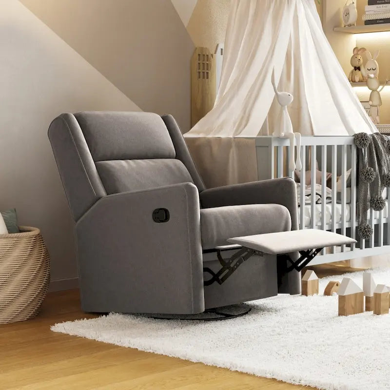Manual Rocking Recliner Chair with Swivel and Gliding Motion