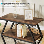 3-tier Rectangular End Side Table with Metal Frame for Living Room, Nightstand Bedside Table for Bedroom