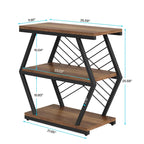3-tier Rectangular End Side Table with Metal Frame for Living Room, Nightstand Bedside Table for Bedroom