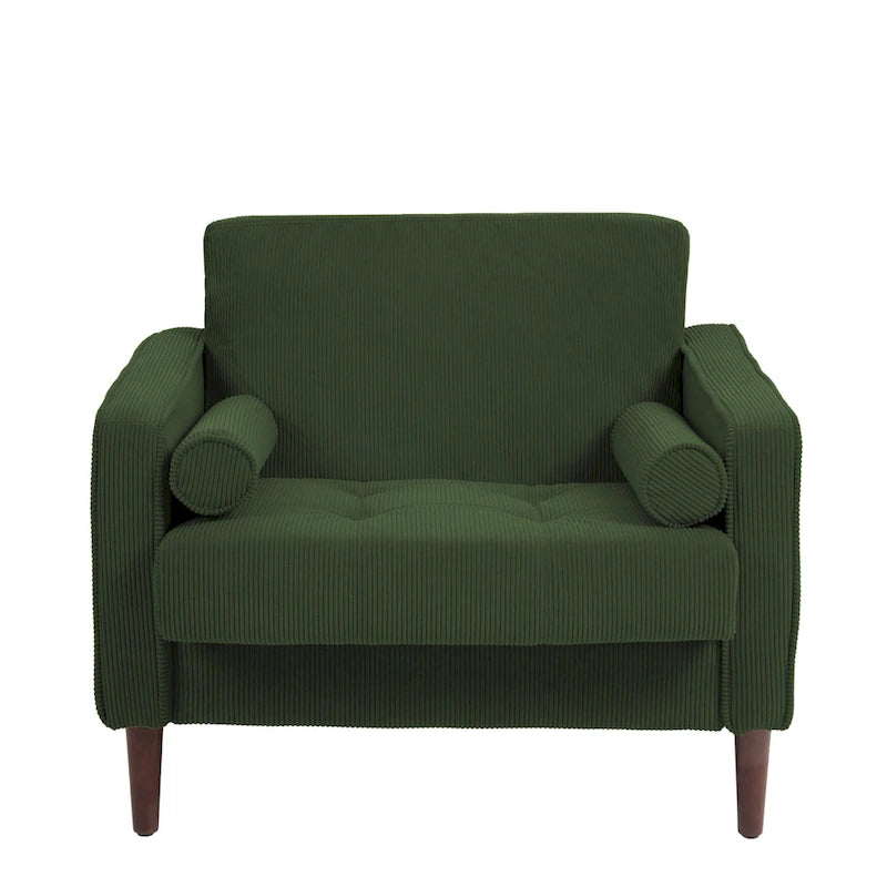 2 Pack Modern Corduroy Wide Armchair with Bolster Pillows