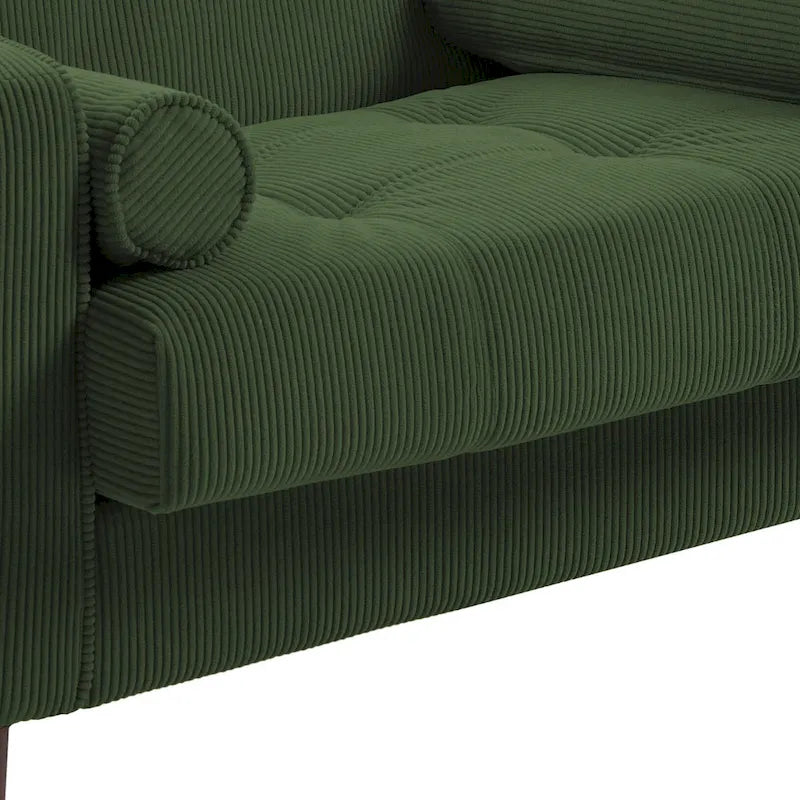 2 Pack Modern Corduroy Wide Armchair with Bolster Pillows