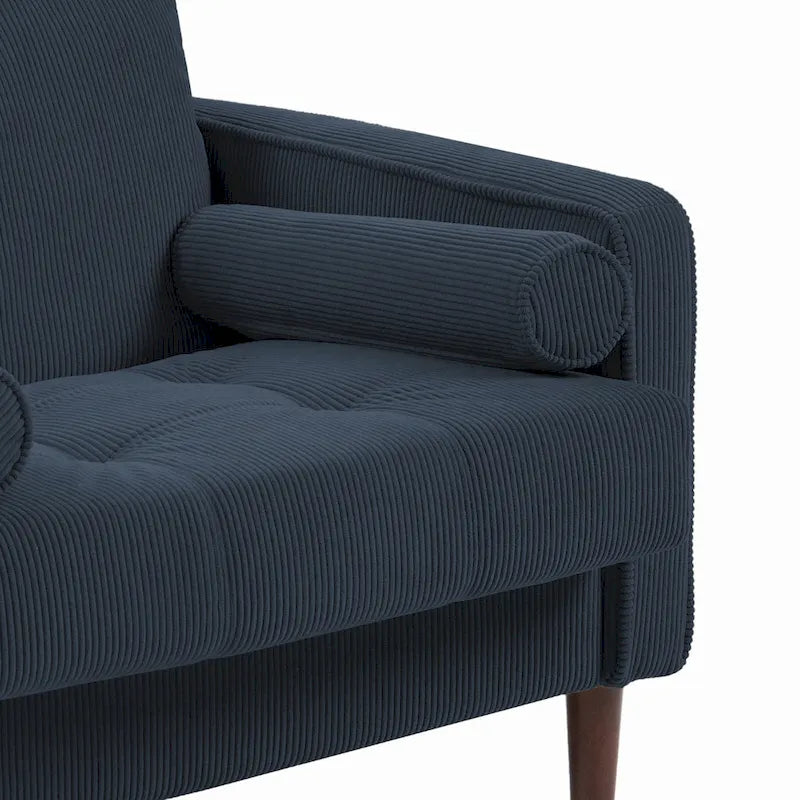 2 Pack Modern Corduroy Wide Armchair with Bolster Pillows