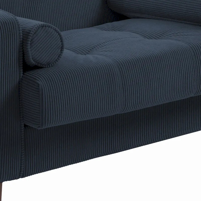 2 Pack Modern Corduroy Wide Armchair with Bolster Pillows