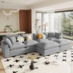 U-Shape Sectional Sofa, 2 Large Chaise with Removable Ottomans