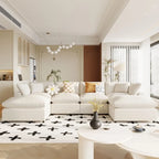 U-Shape Sectional Sofa, 2 Large Chaise with Removable Ottomans