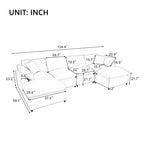 U-Shape Sectional Sofa, 2 Large Chaise with Removable Ottomans