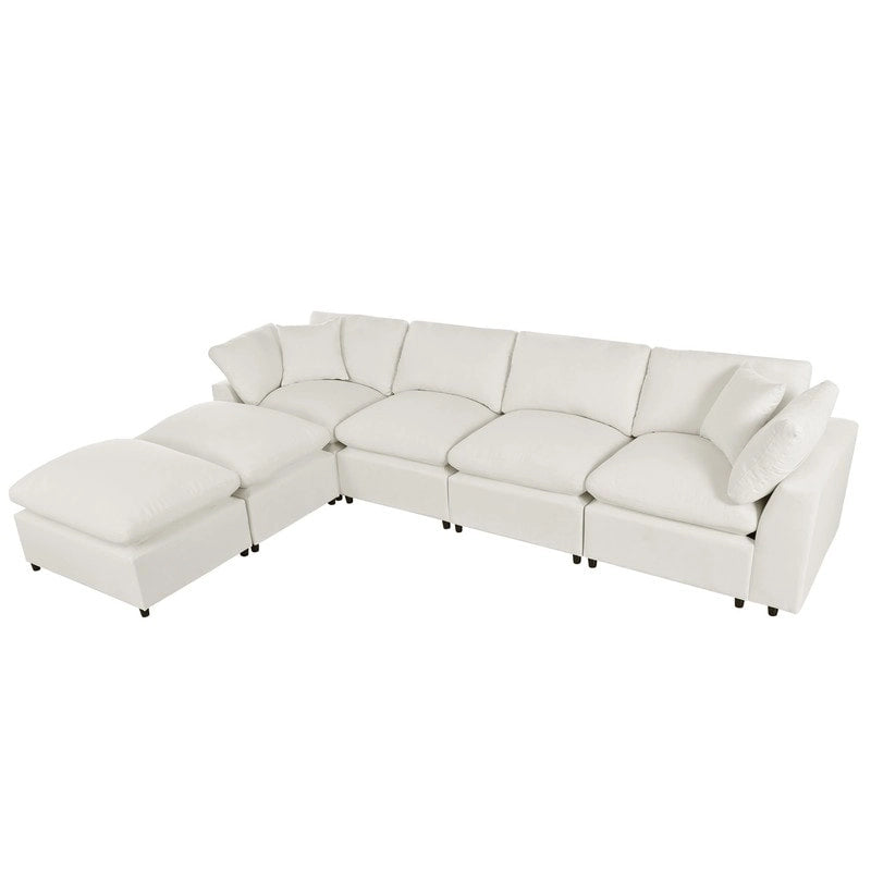 U-Shape Sectional Sofa, 2 Large Chaise with Removable Ottomans
