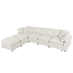 U-Shape Sectional Sofa, 2 Large Chaise with Removable Ottomans