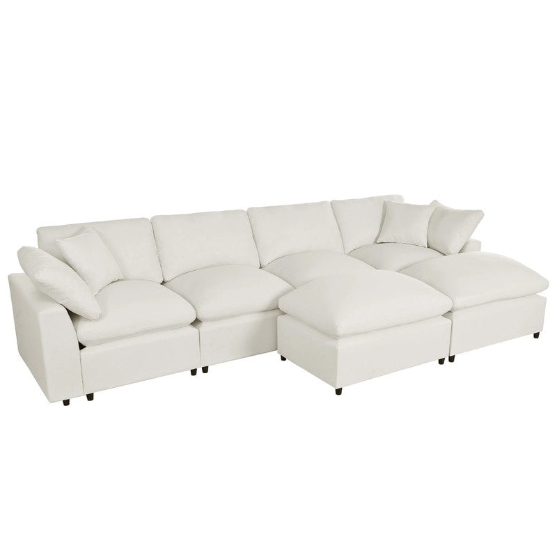 U-Shape Sectional Sofa, 2 Large Chaise with Removable Ottomans
