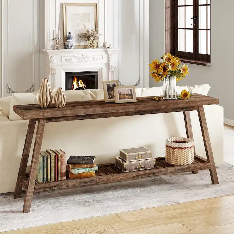 Farmhouse Console Entryway Table, 70.9 Inches Extra Long