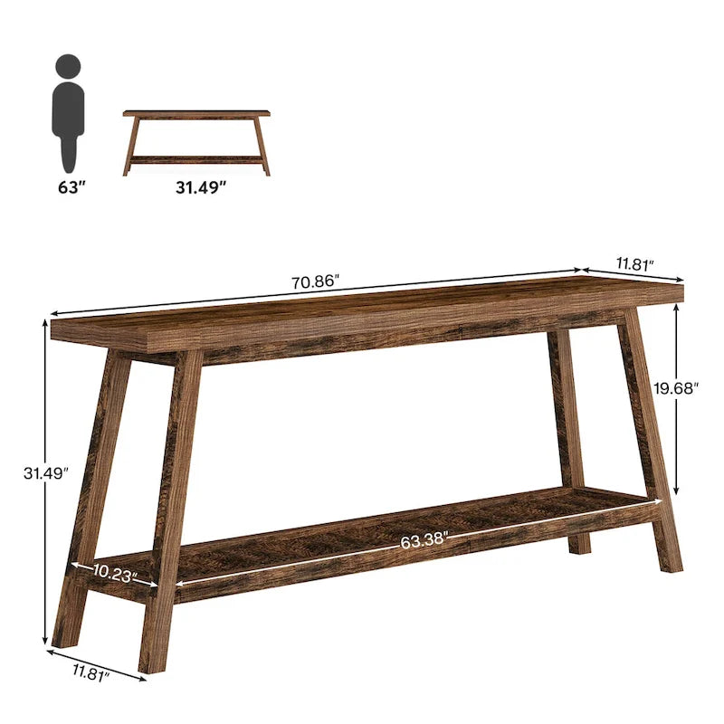 Farmhouse Console Entryway Table, 70.9 Inches Extra Long