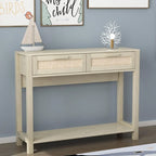 39.4 Rattan Console Table with 2 Drawers Entryway Table