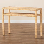 Kalimantan Bohemian Light Honey Rattan and Acacia Wood Console Table
