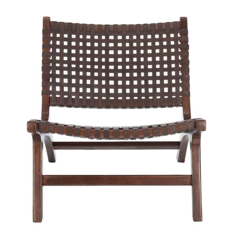 dora Leather Woven Accent Chair - 25.2 W x 31.5 L x 26.8 H - 25Wx31Dx27H