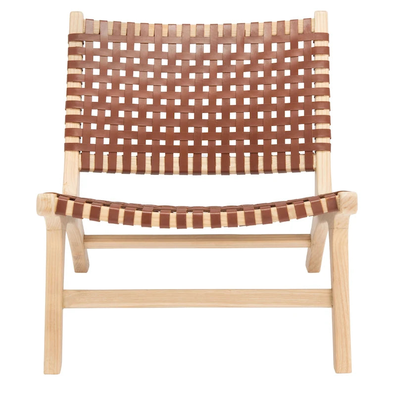 dora Leather Woven Accent Chair - 25.2 W x 31.5 L x 26.8 H - 25Wx31Dx27H
