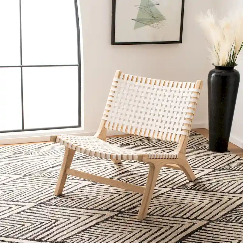  dora Leather Woven Accent Chair - 25.2 W x 31.5 L x 26.8 H - 25Wx31Dx27H