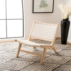  dora Leather Woven Accent Chair - 25.2 W x 31.5 L x 26.8 H - 25Wx31Dx27H