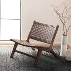 dora Leather Woven Accent Chair - 25.2 W x 31.5 L x 26.8 H - 25Wx31Dx27H