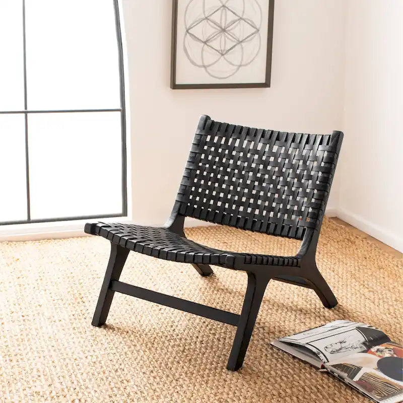 dora Leather Woven Accent Chair - 25.2 W x 31.5 L x 26.8 H - 25Wx31Dx27H