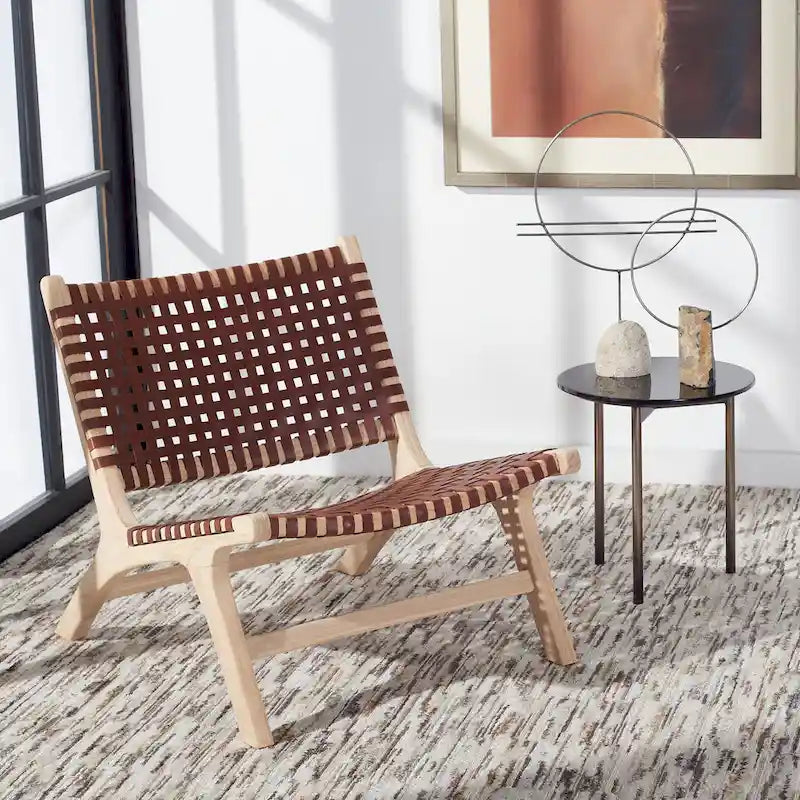 dora Leather Woven Accent Chair - 25.2 W x 31.5 L x 26.8 H - 25Wx31Dx27H