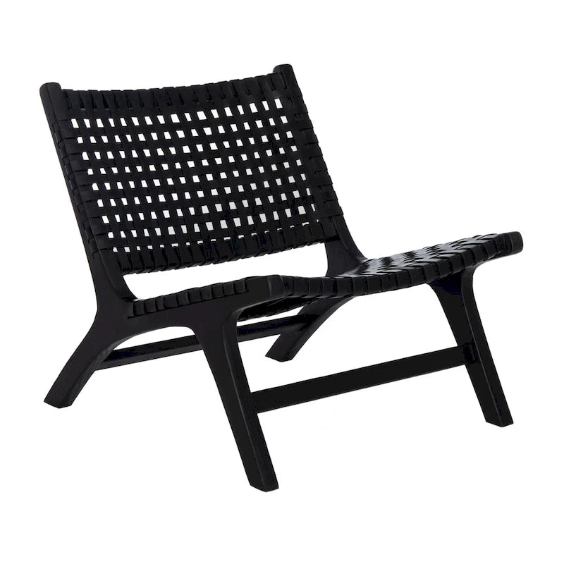 dora Leather Woven Accent Chair - 25.2 W x 31.5 L x 26.8 H - 25Wx31Dx27H