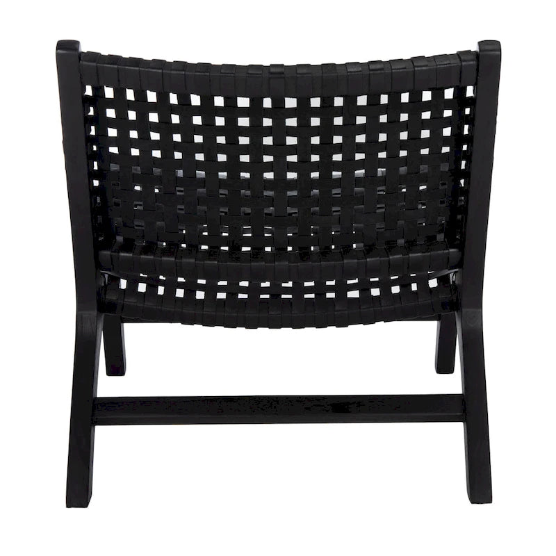 dora Leather Woven Accent Chair - 25.2 W x 31.5 L x 26.8 H - 25Wx31Dx27H