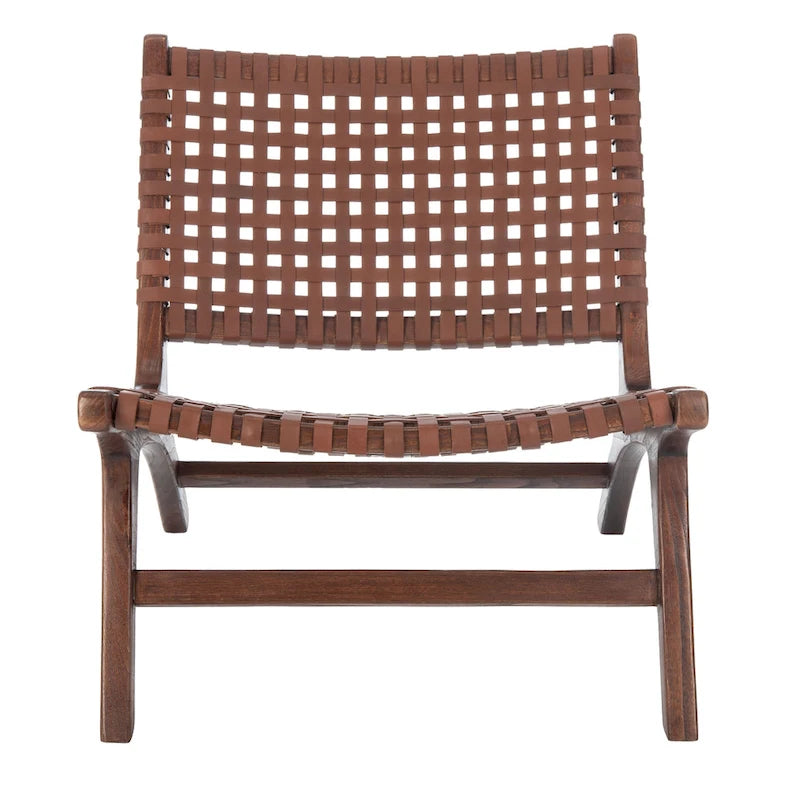 dora Leather Woven Accent Chair - 25.2 W x 31.5 L x 26.8 H - 25Wx31Dx27H
